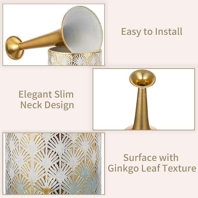 Sziqiqi Large Floor Vases Decorative Tall- 23.4/26in Set of 2 Coastal Big Vase for Home Decor Living Room Rustic Flowers Vases Metal Plant Farmhouse Vases for Pampas Grass Feathers Twigs Branches