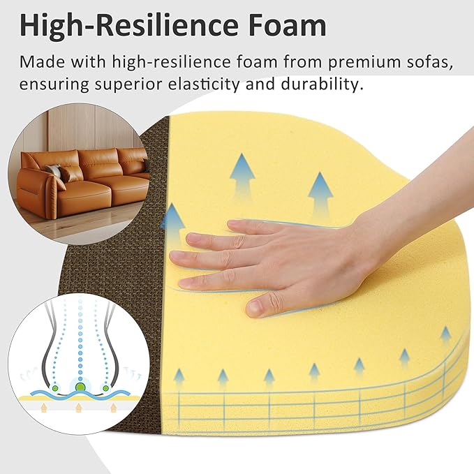 Shinnwa Dining Chair Cushions Set of 6, High-Resilience Foam Windsor Seat Pads, Kitchen Chair Cushions with Ties & Textured Cover, 6 Pack, 16.5 x 15.5 x 2, Dark Brown