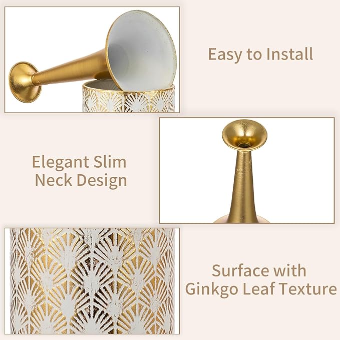 Sziqiqi White Floor Vases Tall Decoration - 23.4/26in Set of 2 Contemporary Floor Vase for Decor Living Room Rustic Flowers Vases Metal Plant Vase Home Farmhouse Vases for Pampas Grass Branches