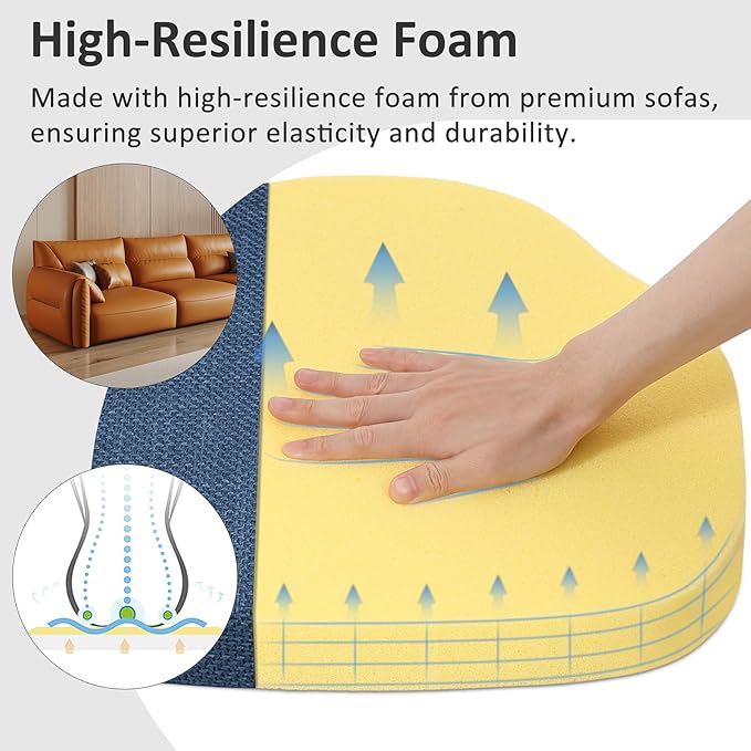 Shinnwa Dining Chair Cushions Set of 4, High-Resilience Foam Windsor Seat Pads, Kitchen Chair Cushions with Ties & Textured Cover, 4 Pack, 16.5 x 15.5 x 2, Navy Blue