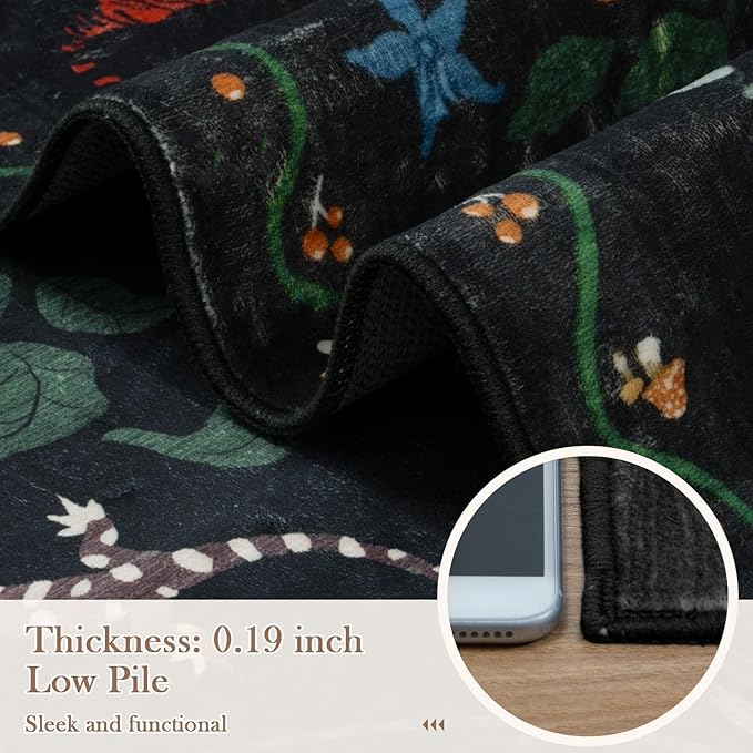 OJIA Animal Print Area Rugs 8x10, Non Slip Black Washable Rugs for Living Room 8x10 Rug, Soft Modern Bedroom Rug Under Bed Ultra-Thin Large Carpet for Nursery Dining Room Office Playroom