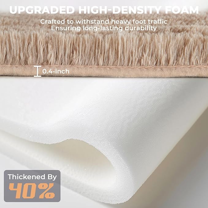 OPPODREAM 5ft Beige Circle Rug for Bedroom, Ultra-Soft Round Rugs 5-ft for Living Room, Fluffy Carpet for Nursery, Kids, Girl, Boy, Baby, Plush, Fuzzy, Shag, Shaggy, Cute Home Decor