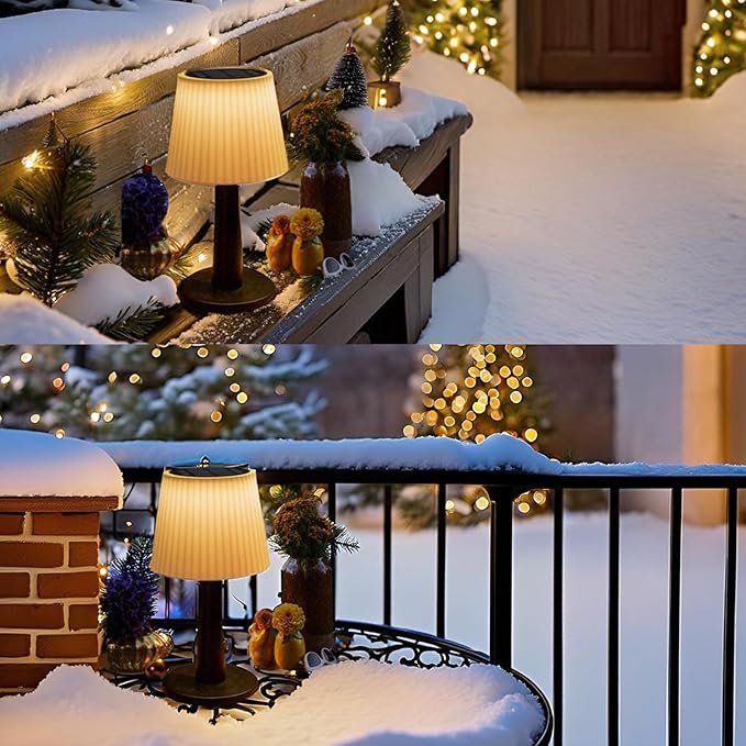 Beautyard Solar Table Lamps Outdoor Indoor - 3 Lighting Modes, 4000mAh Eye-Caring LED Waterproof Cordless Solar Desk Lamp with Pull Chain Garden Outside Patio Garden Bedroom Living Room Gifts Mom