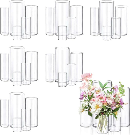 30pcs Glass Vase Cylinder Vases for Centerpieces Small Flower Glass Vases Home Decor Centerpiece Table Clear Flower Vase Decorations for Wedding＆Holiday 4,6,7.5,8,10 Inch Tall