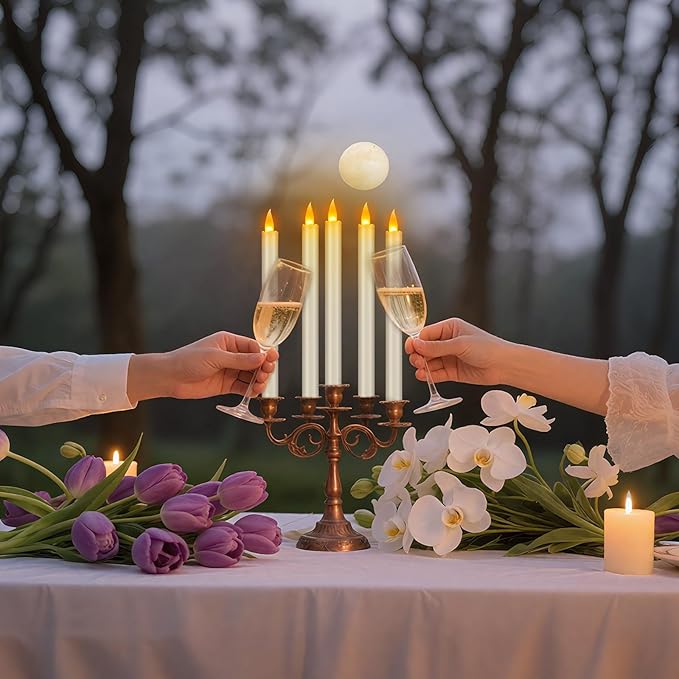 10" Flameless Taper Candles with Remote, Electric Led Candlesticks, Plastic Tall Taper Candles Battery Operated with Flickering Flame for Halloween Christmas Wedding Home Décor(Ivory, 12 Pack)