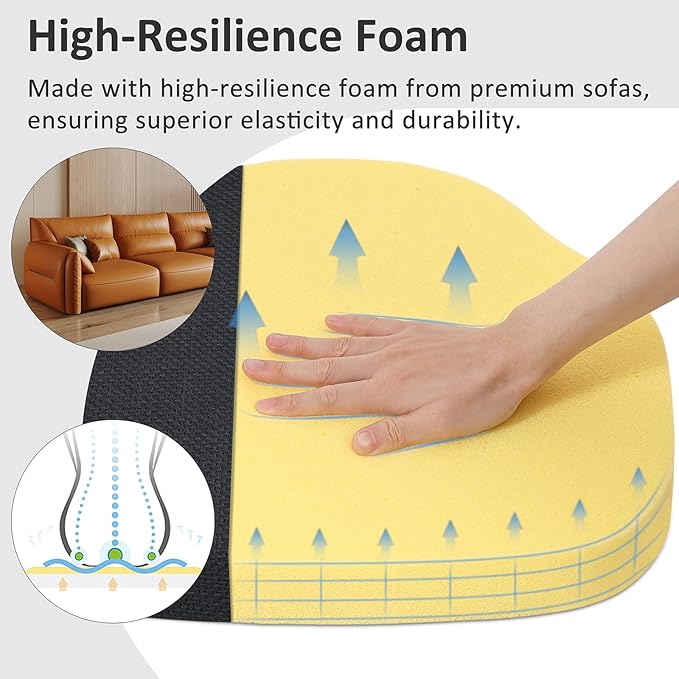 Shinnwa Kitchen Chair Cushions Set of 4, High-Resilience Foam Windsor Seat Pads, Dining Chair Cushions with Ties & Textured Cover, 4 Pack, 16.5 x 15.5 x 2, Charcoal