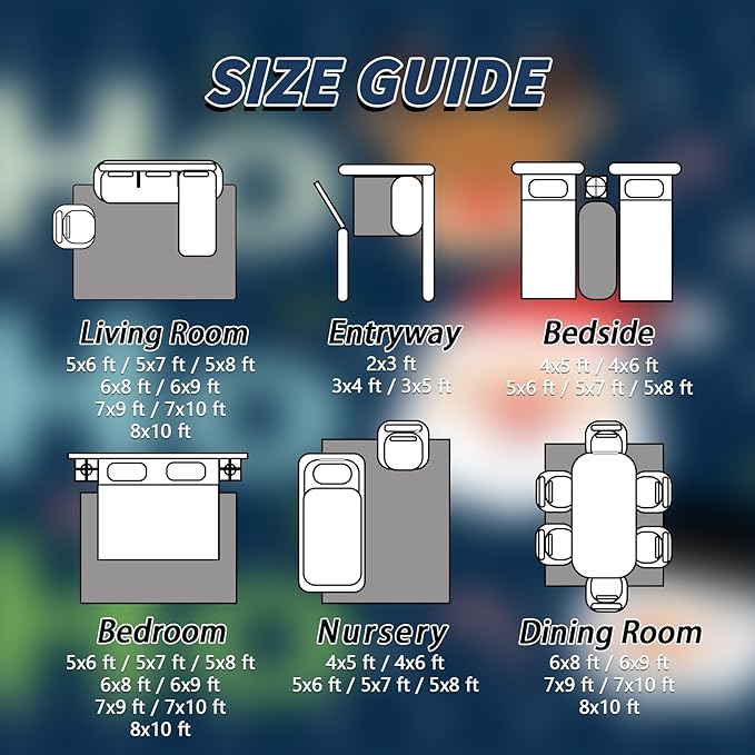 Christmas Rug Kids Room - 7x9 Rug, Hohoho Living Room Rugs, Christmas Bedroom Rugs, Santa Snowman Reindeer Carpet, Cartoon Xmas Kids Girls Boys Home Decor & Gifts