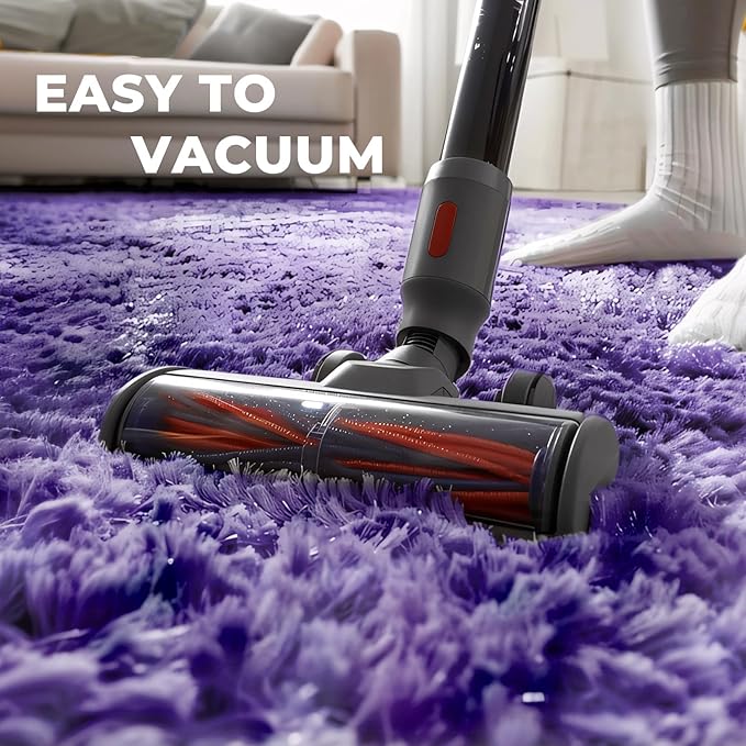 OPPODREAM Round Rugs 4ft for Play Room, Ultra Soft Circle Rug for Bedroom, 4 ft Fluffy Kids Carpet with 0.4" Thick Non-Slip Backing, Long Pile Shag Carpet, Fuzzy, Shaggy, Tie-dye Purple & Blue