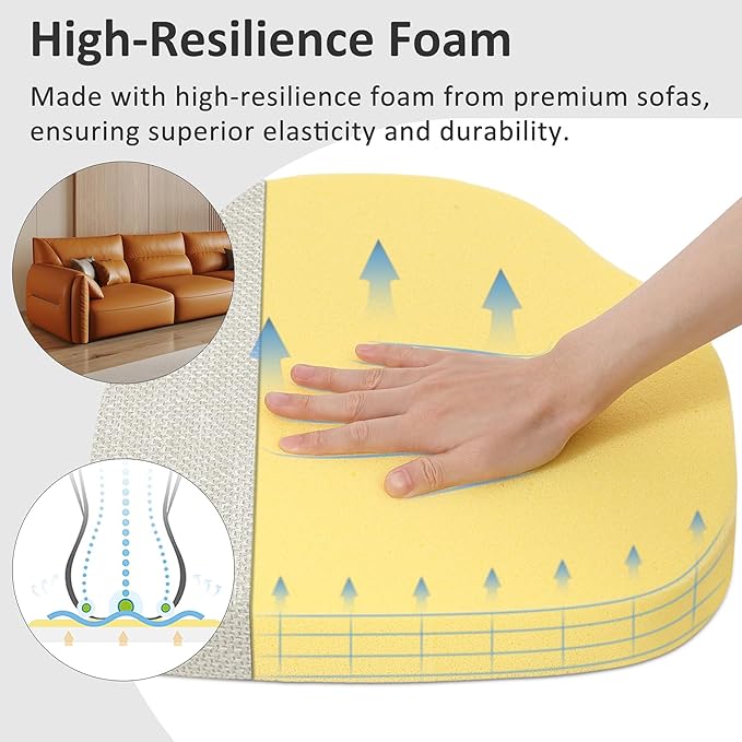 Shinnwa Dining Chair Cushions Set of 2, High-Resilience Foam Windsor Seat Pads, Kitchen Chair Cushions with Ties & Textured Cover, 2 Pack, 16.5 x 15.5 x 2, Off White