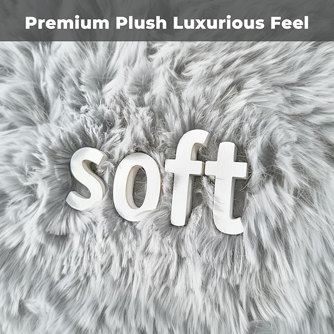 OPPODREAM Round Rugs 4ft for Play Room, Ultra Soft Circle Rug for Bedroom, 4 ft Fluffy Kids Carpet with 0.4" Thick Non-Slip Backing, Long Pile Shag Carpet, Fuzzy, Shaggy, Tie-dye Light Grey & Grey