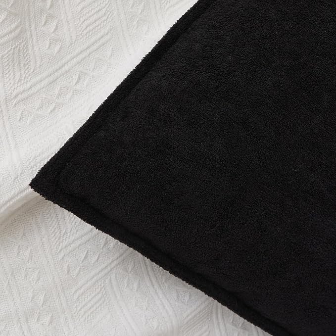 Kevin Textile Waterproof Decorative Pillow Covers Black 12x20 Inch Pack of 2 Soft Boucle Textured Lumbars Cushions Elegant Accent Pillows for Couch Sofa Chair Bed Home Decor Indoor Outdoor