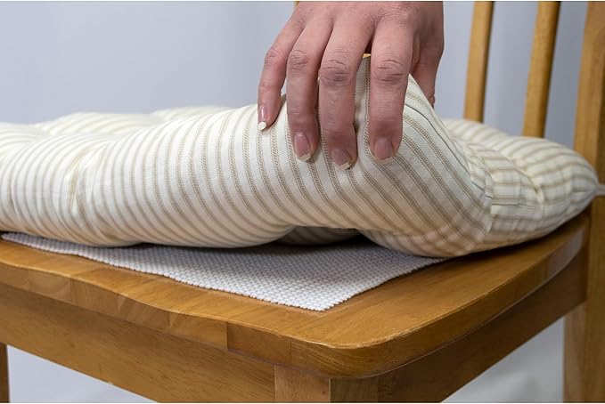 Barnett Home Decor Dining Chair Cushions with Ties, 16.5 x 18 Inches, Pack of 2 – Machine Washable, Made with 100% Cotton and Plush Latex Foam Fill, Made in USA – Madrid Sage Green Gingham Check