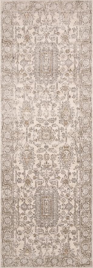 Loloi Teagan Collection TEA-03 Ivory/Sand 2'-8" x 13' Runner Rug, Large, Soft Neutral Rug, High-Traffic for Living Room, Bedroom, Home Office, Dining Area