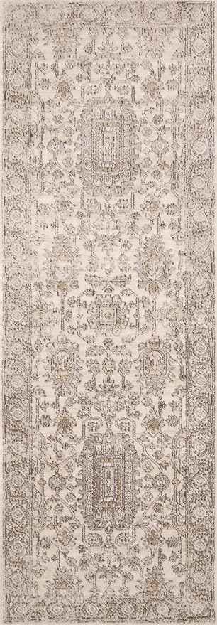 Loloi Teagan Collection TEA-03 Ivory/Sand 2'-8" x 13' Runner Rug, Large, Soft Neutral Rug, High-Traffic for Living Room, Bedroom, Home Office, Dining Area