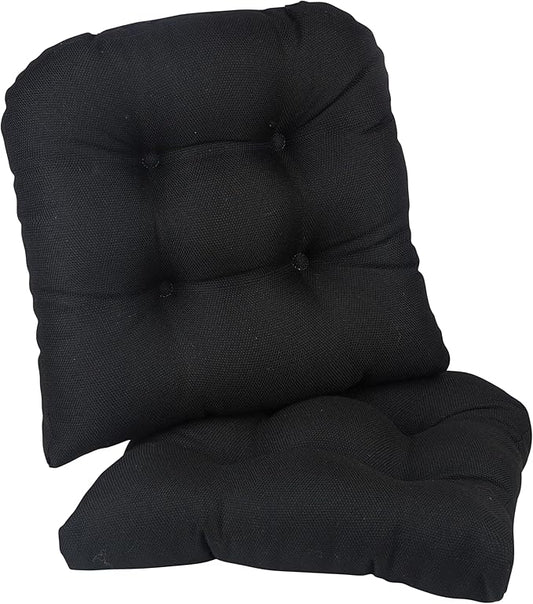 Klear Vu Gripper Overstuffed Universal Non-Slip Dining Chair Cushions for Kitchen Decor or Office Use, U-Shaped Skid-Proof Seat Pad, 15x15 Inches, 2 Count (Pack of 1), Solid Black