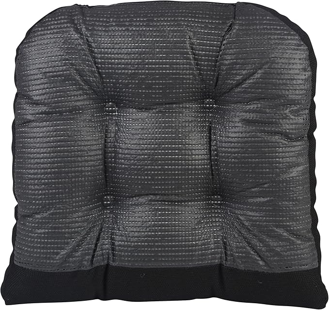 Klear Vu Gripper Overstuffed Universal Non-Slip Dining Chair Cushions for Kitchen Decor or Office Use, U-Shaped Skid-Proof Seat Pad, 15x15 Inches, 2 Count (Pack of 1), Solid Black