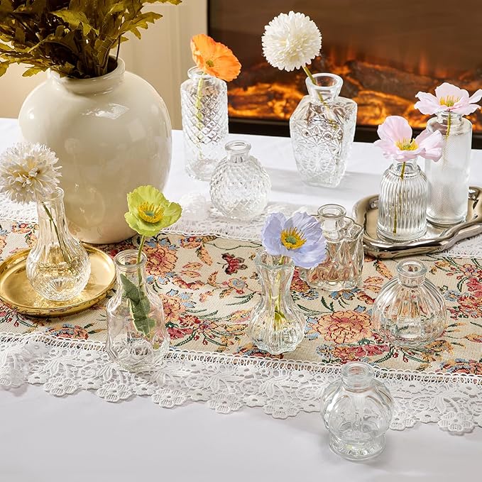 Glass Bud Vase Set of 76 Pcs Small Minimalist Vases for Flowers, Vintage Rustic Home Decor for Table Centerpiece Wedding Party, Modern Clear Aromatherapy Bottle for Living Room Bedroom