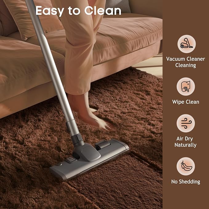 Ophanie Round Rug 4Ft Brown Circle Area Rug, Fluffy Fuzzy Small Bedroom Carpet, Plush Soft Shaggy Floor Living Room Circular Christmas Decor for Kids Boys Girls Home Aesthetic, Nursery, Classroom