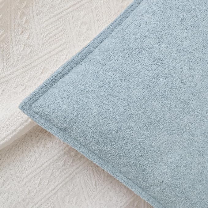 Kevin Textile Waterproof Decorative Pillow Covers Light Blue 12x20 Inch Pack of 2 Soft Boucle Textured Lumbars Cushions Elegant Accent Pillows for Couch Sofa Chair Bed Home Decor Indoor Outdoor