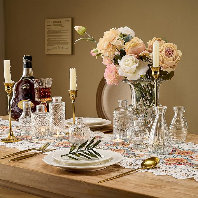 Glass Bud Vase Set of 40 Pcs Small Minimalist Vases for Flowers, Vintage Rustic Home Decor for Table Centerpiece Wedding Party, Modern Clear Aromatherapy Bottle for Living Room Bedroom