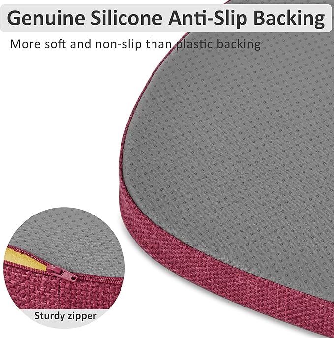 Shinnwa Dining Chair Cushions Set of 4, High-Resilience Foam Windsor Seat Pads, Kitchen Chair Cushions with Ties & Textured Cover, 4 Pack, 16.5 x 15.5 x 2, Dark Red