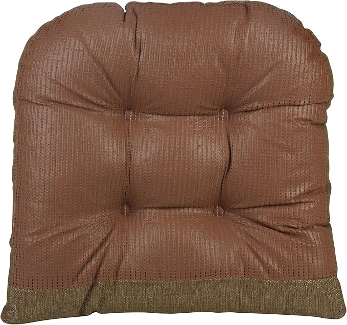 Klear Vu Gripper Overstuffed Universal Non-Slip Dining Chair Cushions for Kitchen Decor or Office Use, U-Shaped Skid-Proof Seat Pad, 15x15 Inches, 2 Count (Pack of 1), Solid Gold