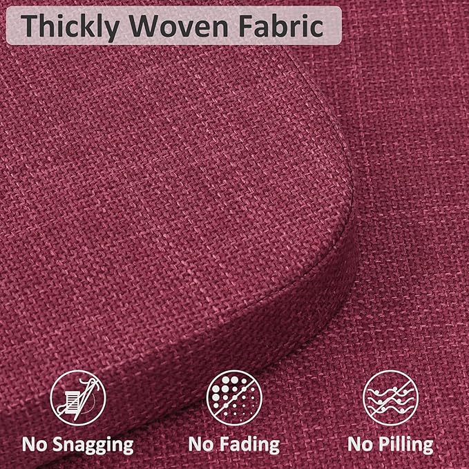 Shinnwa Dining Chair Cushions Set of 6, High-Resilience Foam Windsor Seat Pads, Kitchen Chair Cushions with Ties & Textured Cover, 6 Pack, 16.5 x 15.5 x 2, Dark Red