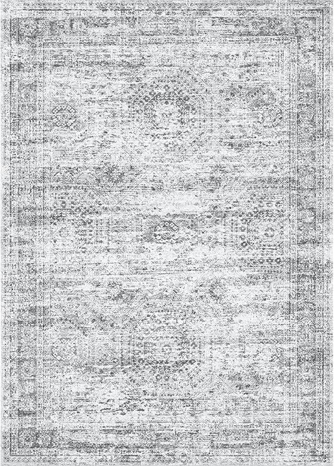 Area Rugs 4x6 for Living Room, Vintage Washable Rugs for Dining Room, Kitchen, Non-Slip Area Rug Grey