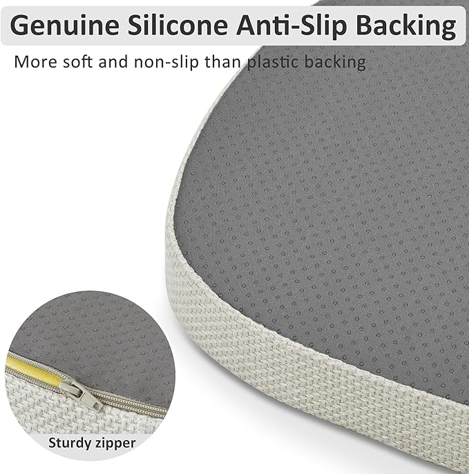 Shinnwa Dining Chair Cushions Set of 6, High-Resilience Foam Windsor Seat Pads, Kitchen Chair Cushions with Ties & Textured Cover, 6 Pack, 16.5 x 15.5 x 2, Off White