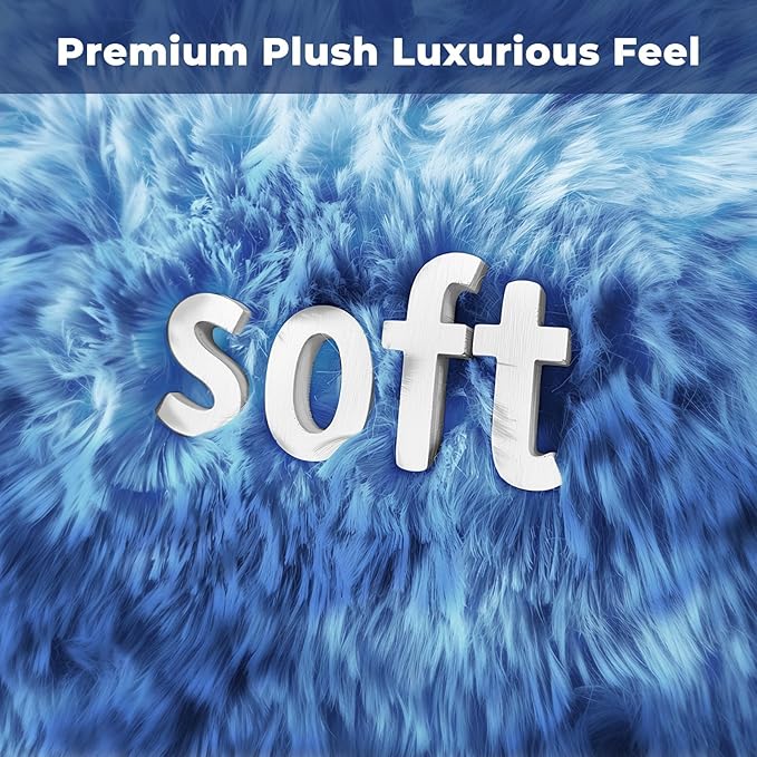 OPPODREAM Round Rugs 3ft for Play Room, Ultra Soft Circle Rug for Bedroom, 3 ft Fluffy Kids Carpet with 0.4" Thick Non-Slip Backing, Long Pile Shag Carpet, Fuzzy, Shaggy, Tie-dye Blue & Light Blue