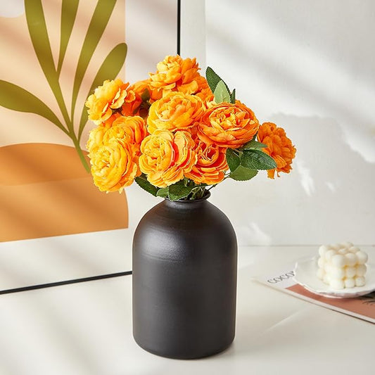 Black Vases for Home Decor Large Black Vase for Table Centerpieces Living Room, Matte Black Metal Vase Wabi Sabi Decor