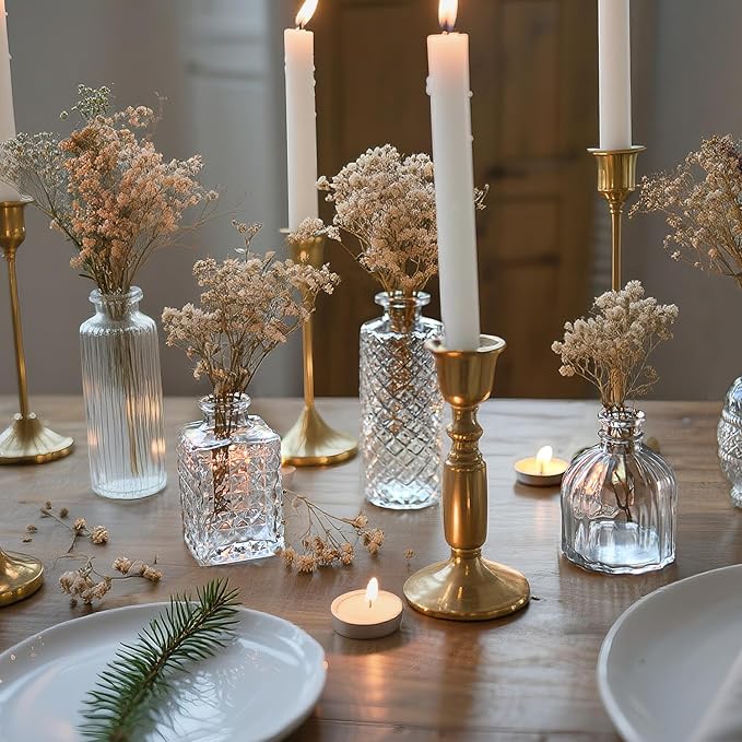 Glass Bud Vase Set of 36 Pcs Small Minimalist Vases for Flowers, Vintage Rustic Home Decor for Table Centerpiece Wedding Party, Modern Clear Aromatherapy Bottle for Living Room Bedroom