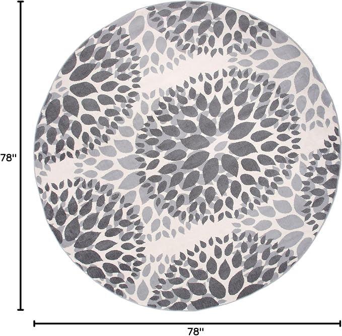 Rugshop Modern Floral Circles Design for Living Room,Bedroom,Home Office,Kitchen Non Shedding Round Rug 6' 6" Gray (6' 6" Diameter)