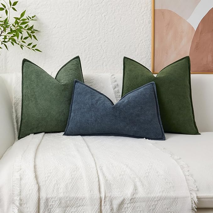 Kevin Textile Waterproof Decorative Pillow Covers Dusty Blue 12x20 Inch Pack of 2 Soft Boucle Textured Lumbars Cushions Elegant Accent Pillows for Couch Sofa Chair Bed Home Decor Indoor Outdoor