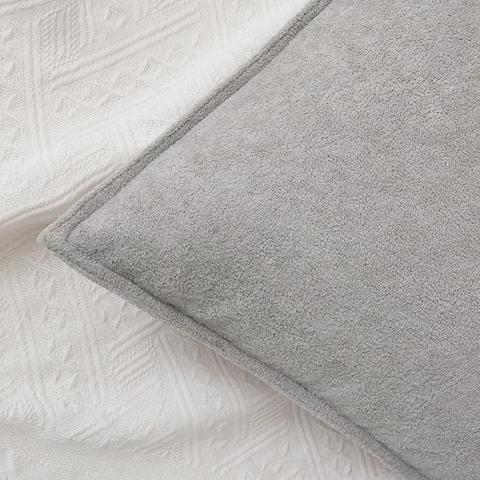 Kevin Textile Waterproof Decorative Pillow Covers Light Grey 12x20 Inch Pack of 2 Soft Boucle Textured Lumbars Cushions Elegant Accent Pillows for Couch Sofa Chair Bed Home Decor Indoor Outdoor