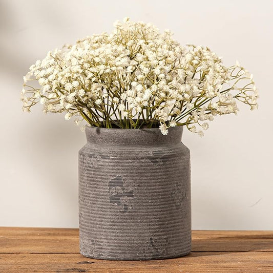 Ceramic Flower Vase 7.5 inch Farmhouse Rustic Vase for Home Decor Handcrafted Pottery Terracotta Vases for Dining Table Decor Fireplace Living Room Bathroom Wedding Centerpiece (01-Dark Brown)