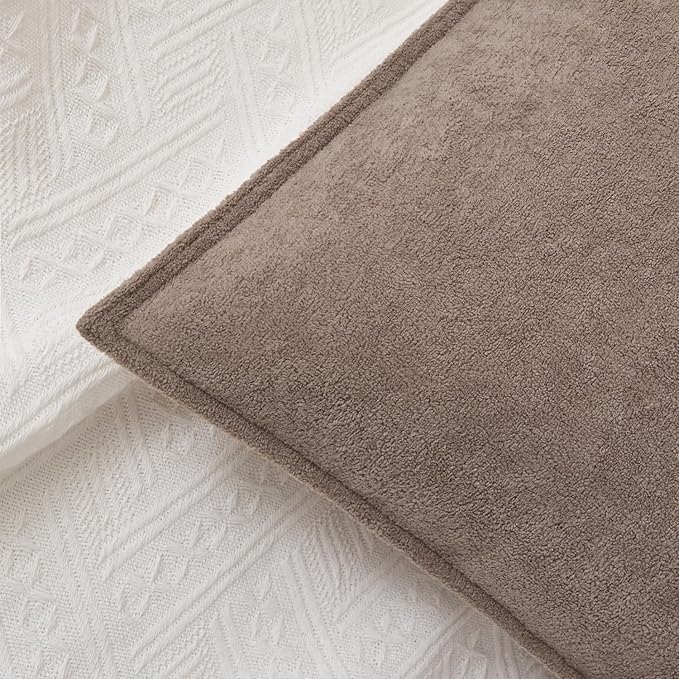 Kevin Textile Waterproof Decorative Pillow Covers Taupe 12x20 Inch Pack of 2 Soft Boucle Textured Lumbars Cushions Elegant Accent Pillows for Couch Sofa Chair Bed Home Decor Indoor Outdoor