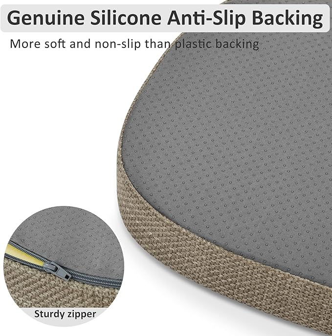 Shinnwa Dining Chair Cushions Set of 4, High-Resilience Foam Windsor Seat Pads, Kitchen Chair Cushions with Ties & Textured Cover, 4 Pack, 16.5 x 15.5 x 2, Light Brown