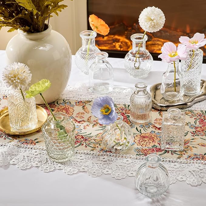 Glass Bud Vase Set of 24 Pcs Small Minimalist Vases for Flowers, Vintage Rustic Home Decor for Table Centerpiece Wedding Party, Modern Clear Aromatherapy Bottle for Living Room Bedroom