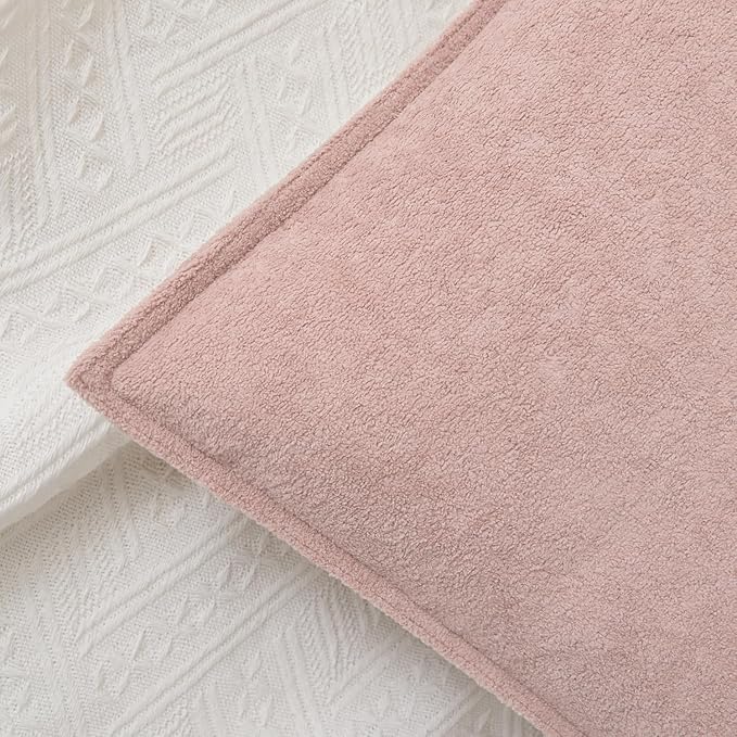 Kevin Textile Waterproof Decorative Pillow Covers Light Pink 12x20 Inch Pack of 2 Soft Boucle Textured Lumbars Cushions Elegant Accent Pillows for Couch Sofa Chair Bed Home Decor Indoor Outdoor