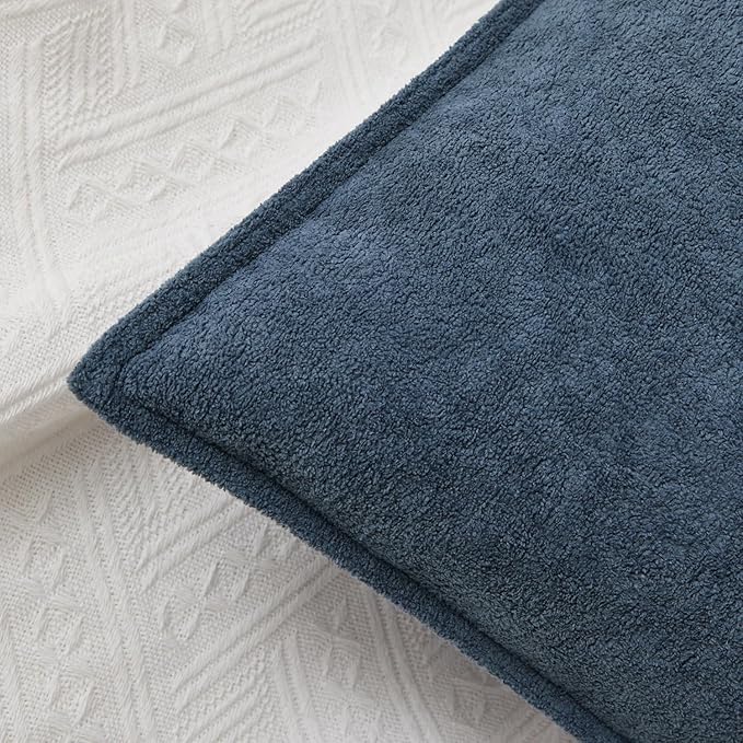 Kevin Textile Waterproof Decorative Pillow Covers Dusty Blue 12x20 Inch Pack of 2 Soft Boucle Textured Lumbars Cushions Elegant Accent Pillows for Couch Sofa Chair Bed Home Decor Indoor Outdoor