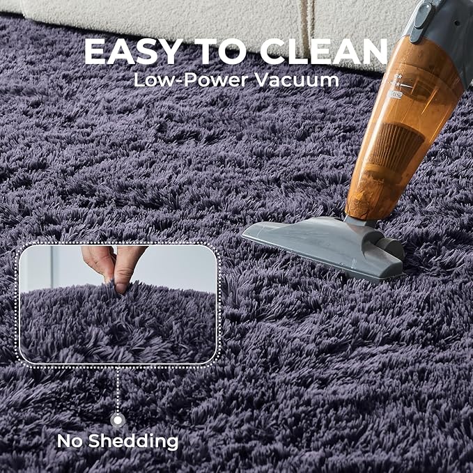 OPPODREAM 4ft Greyish Purple Circle Rug for Bedroom, Ultra-Soft Round Rugs 4-ft for Living Room, Fluffy Carpet for Nursery, Kids, Girl, Boy, Baby, Plush, Fuzzy, Shag, Shaggy, Cute Home Decor