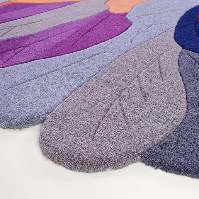 Handmade Irregular Floral Wool Area Rug Vibrant Multicoloured Garden Flower Design Soft Plush Durable Thick Carpet for Living Room Bedroom (Colourful Multi, 5 x 8 feet, Feet)