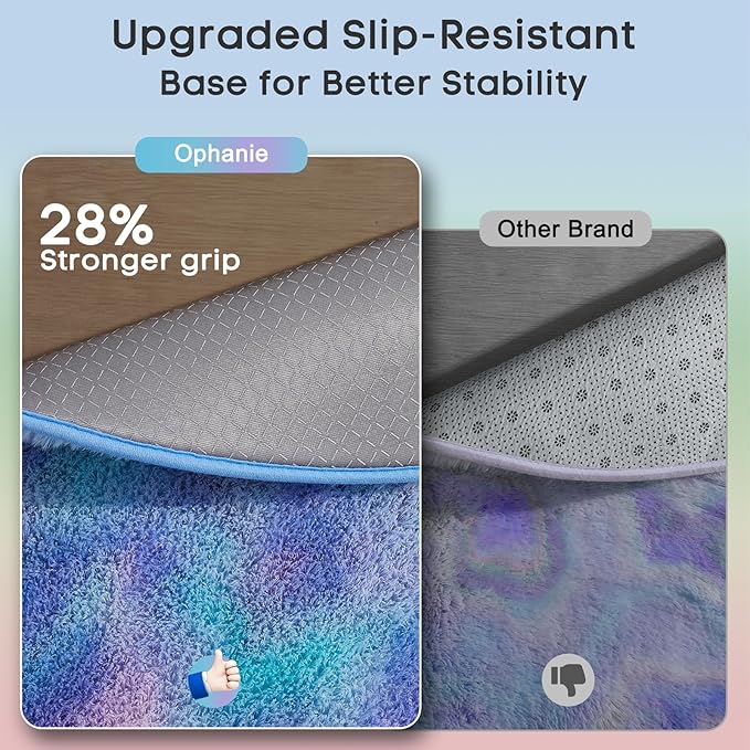 Ophanie Round Rugs 5Ft Tie-Dye Rainbow Purple Area Rug, Aesthetic Room Decor, Fluffy Fuzzy Bedroom Carpet, Plush Soft Shaggy Colorful Living Room Rugs for Kids Home Decor, Nursery