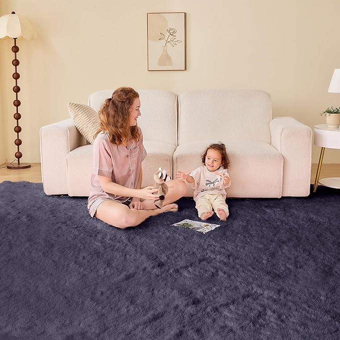 OPPODREAM 4ft Greyish Purple Circle Rug for Bedroom, Ultra-Soft Round Rugs 4-ft for Living Room, Fluffy Carpet for Nursery, Kids, Girl, Boy, Baby, Plush, Fuzzy, Shag, Shaggy, Cute Home Decor