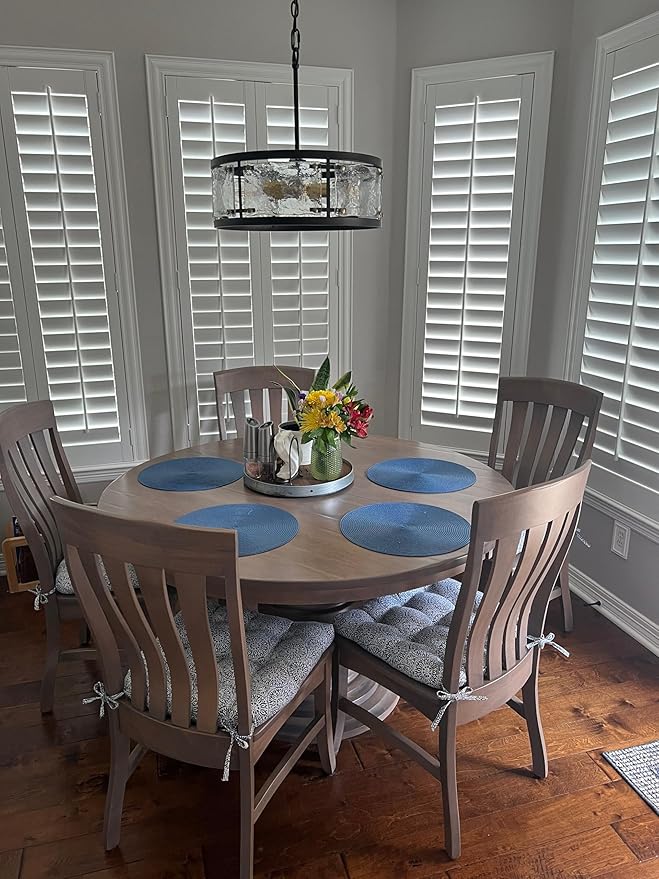 Barnett Home Decor Chair Cushions for Dining Chairs - 16.5x18 Kitchen Chair Cushions - Machine Washable, 100% Cotton, Made in USA - Latex Foam Chair Pads - Tibet Blue Mandalas Medium Pack of 4