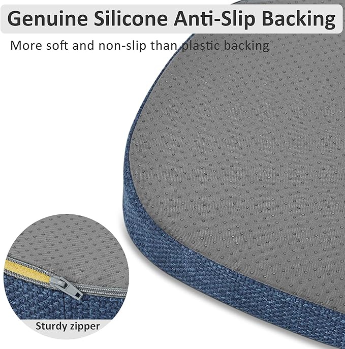 Shinnwa Dining Chair Cushions Set of 4, High-Resilience Foam Windsor Seat Pads, Kitchen Chair Cushions with Ties & Textured Cover, 4 Pack, 16.5 x 15.5 x 2, Navy Blue