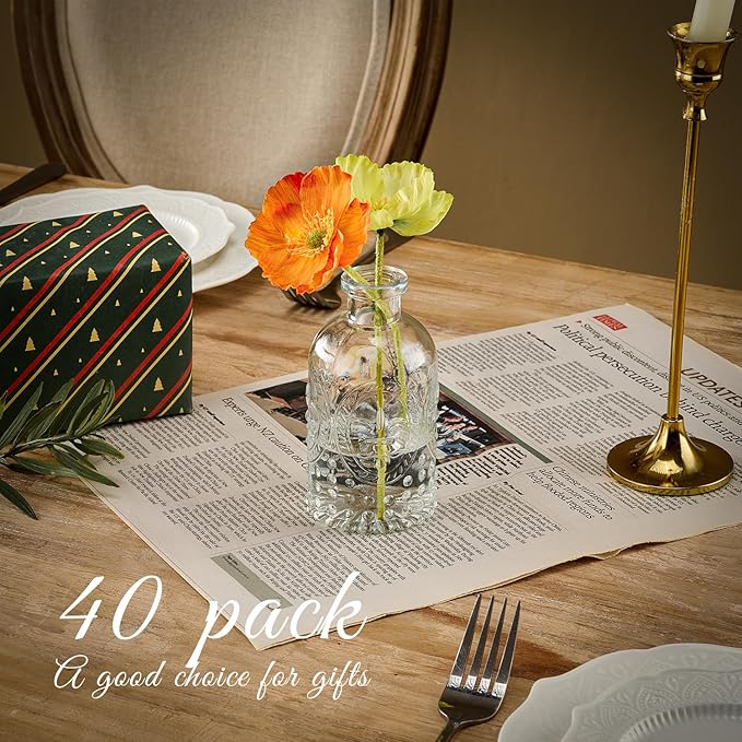 Glass Bud Vase Set of 40 Pcs Small Minimalist Vases for Flowers, Vintage Rustic Home Decor for Table Centerpiece Wedding Party, Modern Clear Aromatherapy Bottle for Living Room Bedroom