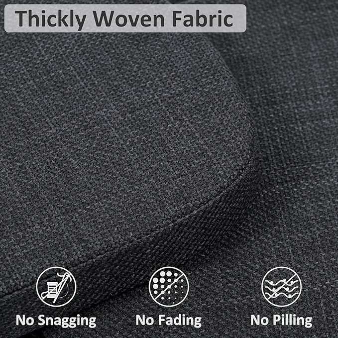 Shinnwa Kitchen Chair Cushions Set of 4, High-Resilience Foam Windsor Seat Pads, Dining Chair Cushions with Ties & Textured Cover, 4 Pack, 16.5 x 15.5 x 2, Charcoal