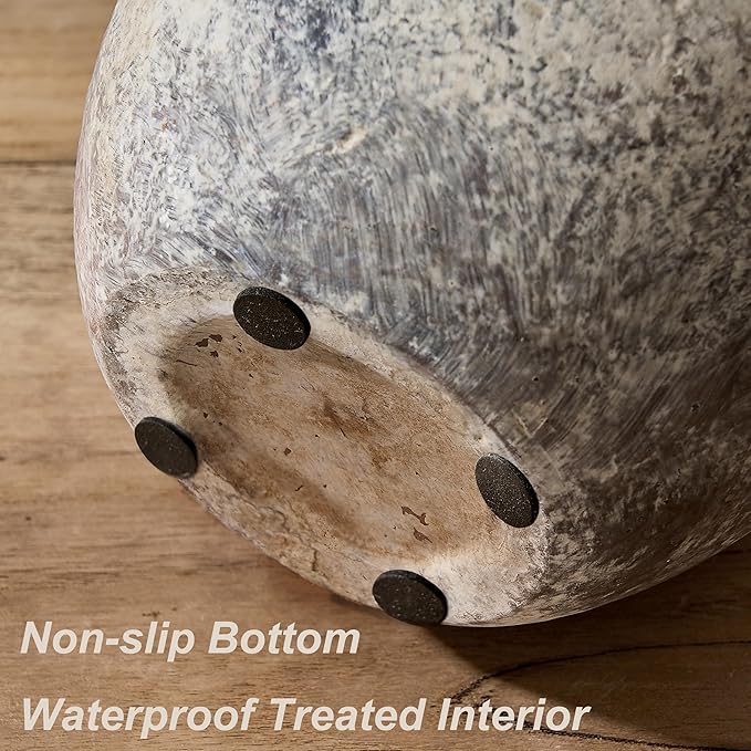 Antique Terracotta Vase with Handle, 5.6 Inch Farmhouse Ceramic Vase Boho Decor Decorative Vase, Rustic Vase for Home Decor, Living Room, Table, Wedding - Distressed Design, Gray